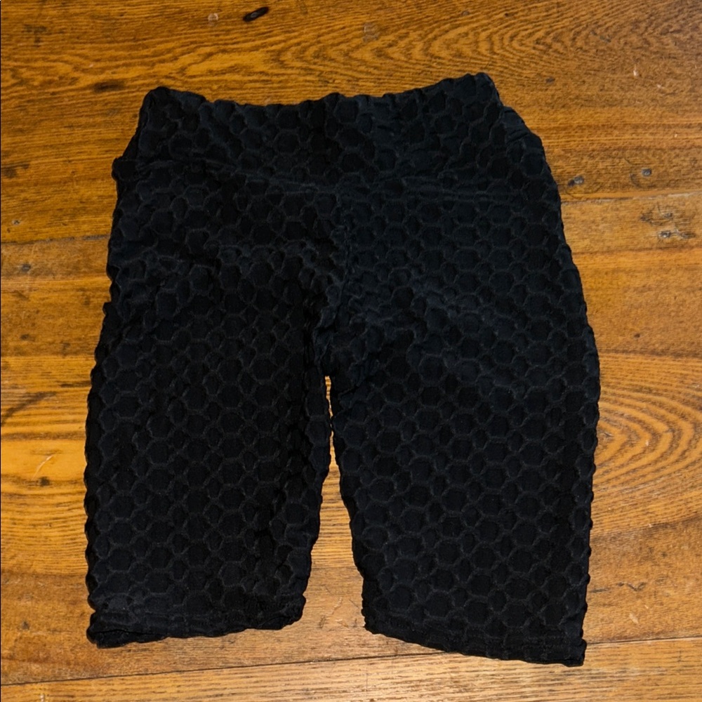 True Rock Black Textured Bike Shorts